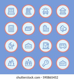 Travel web icons set