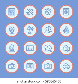 Travel web icons set