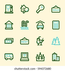 Conjunto de iconos de la web de viajes