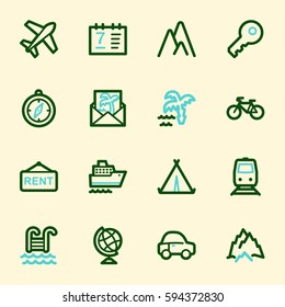 Travel web icons set