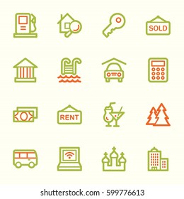 Travel web icons set