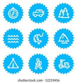 Travel web icons set 3, blue sticker series