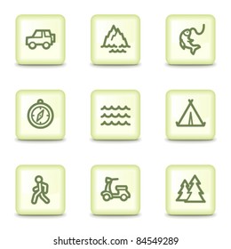 Travel web icons set 3, salad green buttons