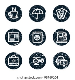 Iconos web de viajes conjunto 4, botones de círculo grueso
