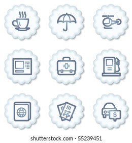 Travel web icons set 4,white buttons