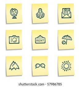 Travel web icons set 5, yellow notes series