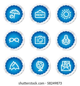 Travel web icons set 5, blue stickers series