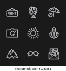 Travel web icons set 5, grey mobile style