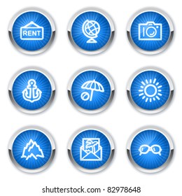 Travel web icons set 5, blue  buttons