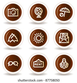 Travel web icons set 5, chocolate buttons