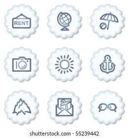 Travel web icons set 5,white buttons