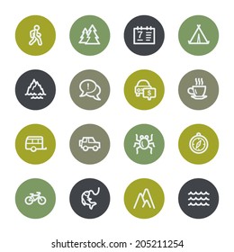 Travel web icons set, color buttons