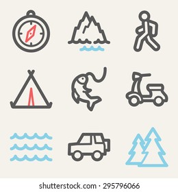 Travel web icons, square buttons