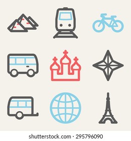 Travel web icons, square buttons