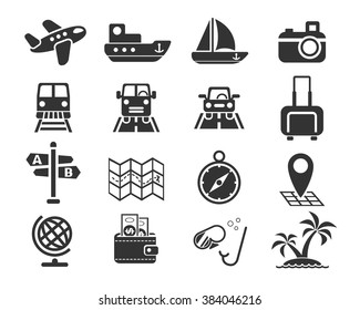 travel web icons for user interface design