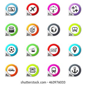 Travel web icons for user interface design