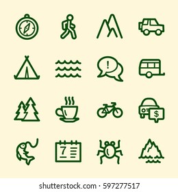 Travel web icons.  Vacation and transport, booking and delivery symbol, vector signs