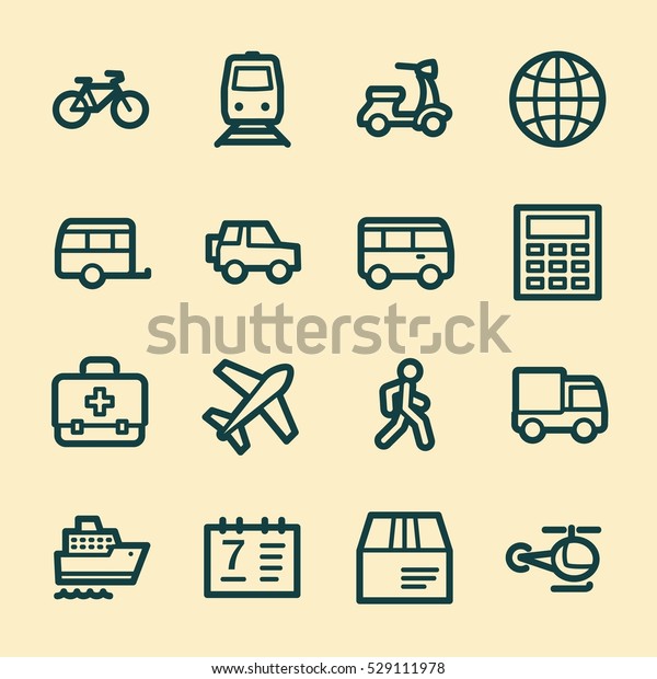 Travel web icons.  Vacation and transport,\
booking and delivery symbol, vector\
signs
