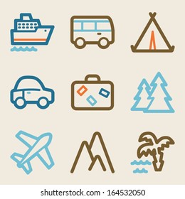 Travel web icons, vintage series