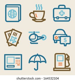 Travel web icons, vintage series