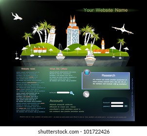 travel web template with paradise island beach and hotel