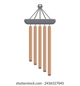 Travel wind chime icon cartoon vector. Wood gold music. Decoration bell