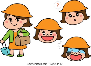 Travel woman cute suitcase illustration material