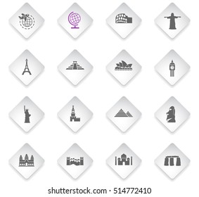 travel and wonders flat web icons for user interface design