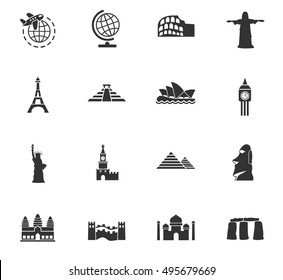 travel and wonders web icons for user interface design