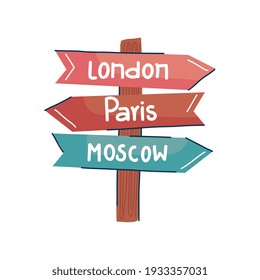 travel wooden arrows with countries