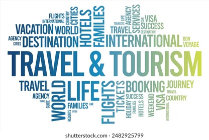 Travel word cloud collage, tourism concept background