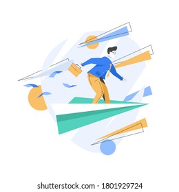 Travel to work, Leaders moving company to the top, Business motivation concept,flat design icon vector illustration