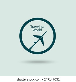 Travel the world airplane icon.