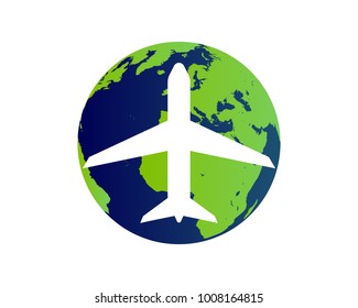 Travel in the world with airplane - vector illustration 
