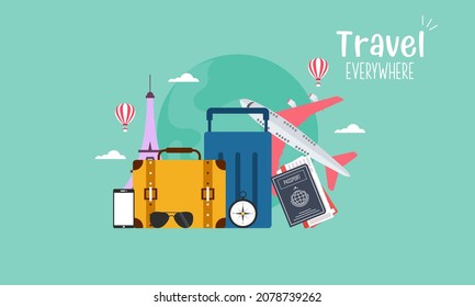 Travel the world background logo vector