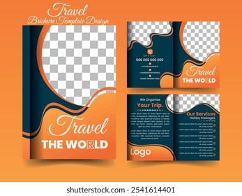 Travel the world bi fold brochure template