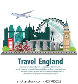 Travel the world by plane.Travel around england. Travel and Famous Landmarks. 