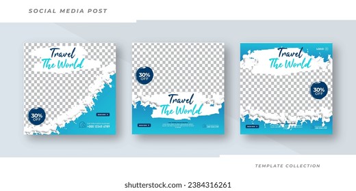 Travel the world flyer or poster for traveling agency business offer promotion. Holiday and tour advertisement banner design. 