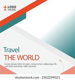 Travel the World Holiday travel time tour social media post Instagram post or web banner template vector promotion explore adventure Tourism Business Marketing summer hotel promotion vacation journey