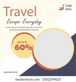 Travel the World Holiday travel time tour social media post Instagram post or web banner template vector promotion explore adventure Tourism Business Marketing summer hotel promotion vacation journey