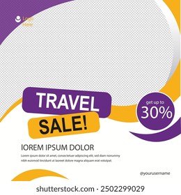 Travel the World Holiday travel time tour social media post Instagram post or web banner template vector promotion explore adventure Tourism Business Marketing summer hotel promotion vacation journey