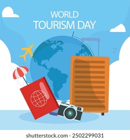 Travel the World Holiday travel time tour social media post Instagram post or web banner template vector promotion explore adventure Tourism Business Marketing summer hotel promotion vacation journey