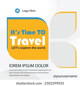 Travel the World Holiday travel time tour social media post Instagram post or web banner template vector promotion explore adventure Tourism Business Marketing summer hotel promotion vacation journey