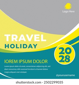 Travel the World Holiday travel time tour social media post Instagram post or web banner template vector promotion explore adventure Tourism Business Marketing summer hotel promotion vacation journey