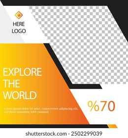 Travel the World Holiday travel time tour social media post Instagram post or web banner template vector promotion explore adventure Tourism Business Marketing summer hotel promotion vacation journey