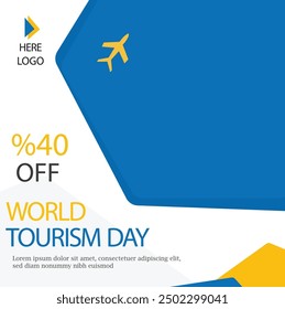 Travel the World Holiday travel time tour social media post Instagram post or web banner template vector promotion explore adventure Tourism Business Marketing summer hotel promotion vacation journey