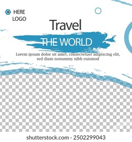 Travel the World Holiday travel time tour social media post Instagram post or web banner template vector promotion explore adventure Tourism Business Marketing summer hotel promotion vacation journey