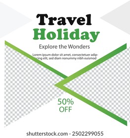 Travel the World Holiday travel time tour social media post Instagram post or web banner template vector promotion explore adventure Tourism Business Marketing summer hotel promotion vacation journey