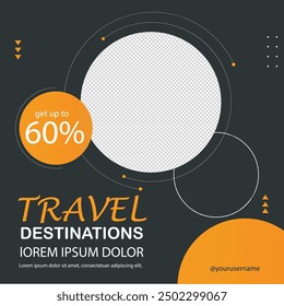 Travel the World Holiday travel time tour social media post Instagram post or web banner template vector promotion explore adventure Tourism Business Marketing summer hotel promotion vacation journey