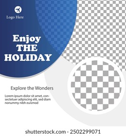 Travel the World Holiday travel time tour social media post Instagram post or web banner template vector promotion explore adventure Tourism Business Marketing summer hotel promotion vacation journey